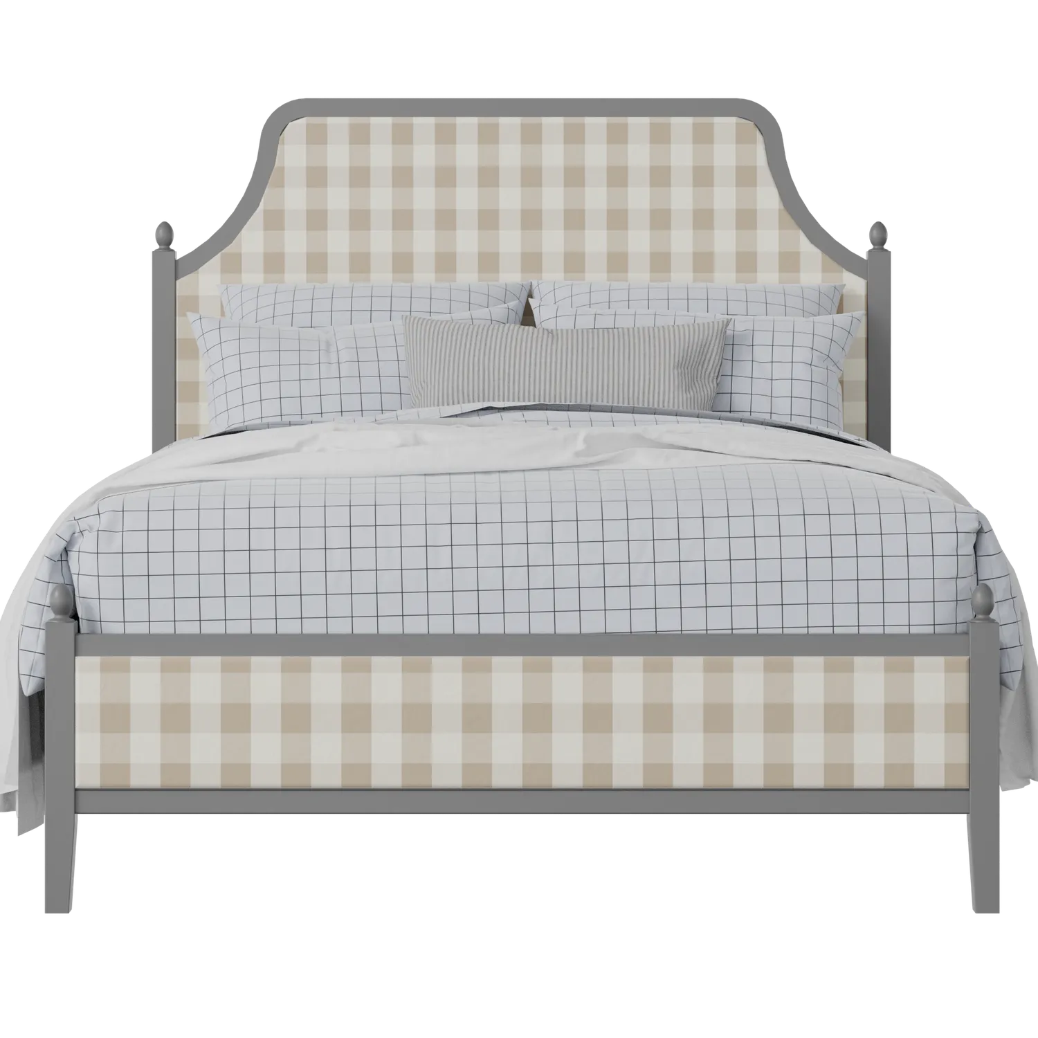 Ruskin Slim Upholstered wood upholstered upholstered bed in grey with Romo Kemble Putty fabric