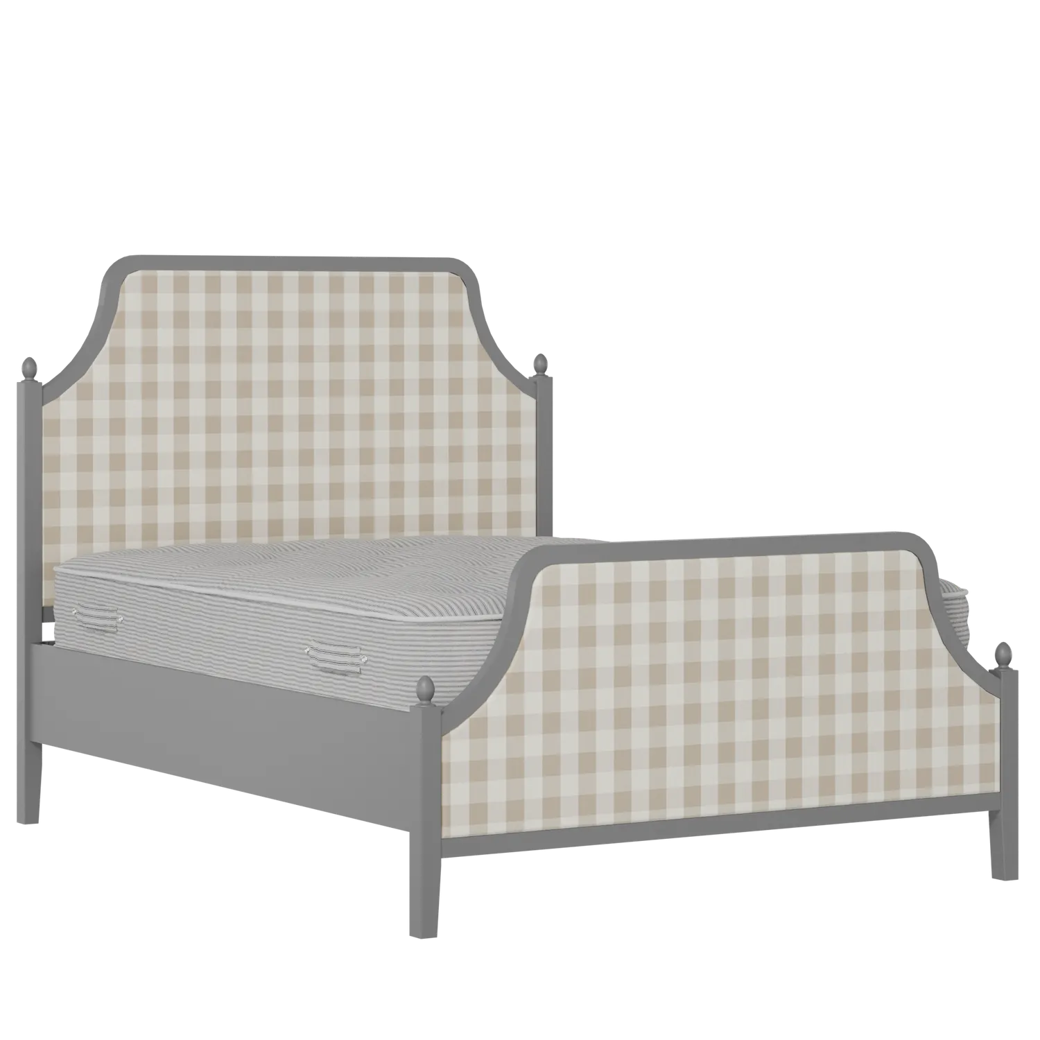 Ruskin Upholstered wood upholstered bed in grey with Romo Kemble Putty fabric