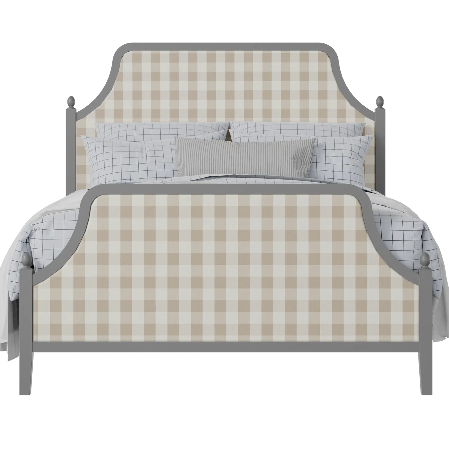 Ruskin Upholstered wood upholstered upholstered bed in grey with Romo Kemble Putty fabric