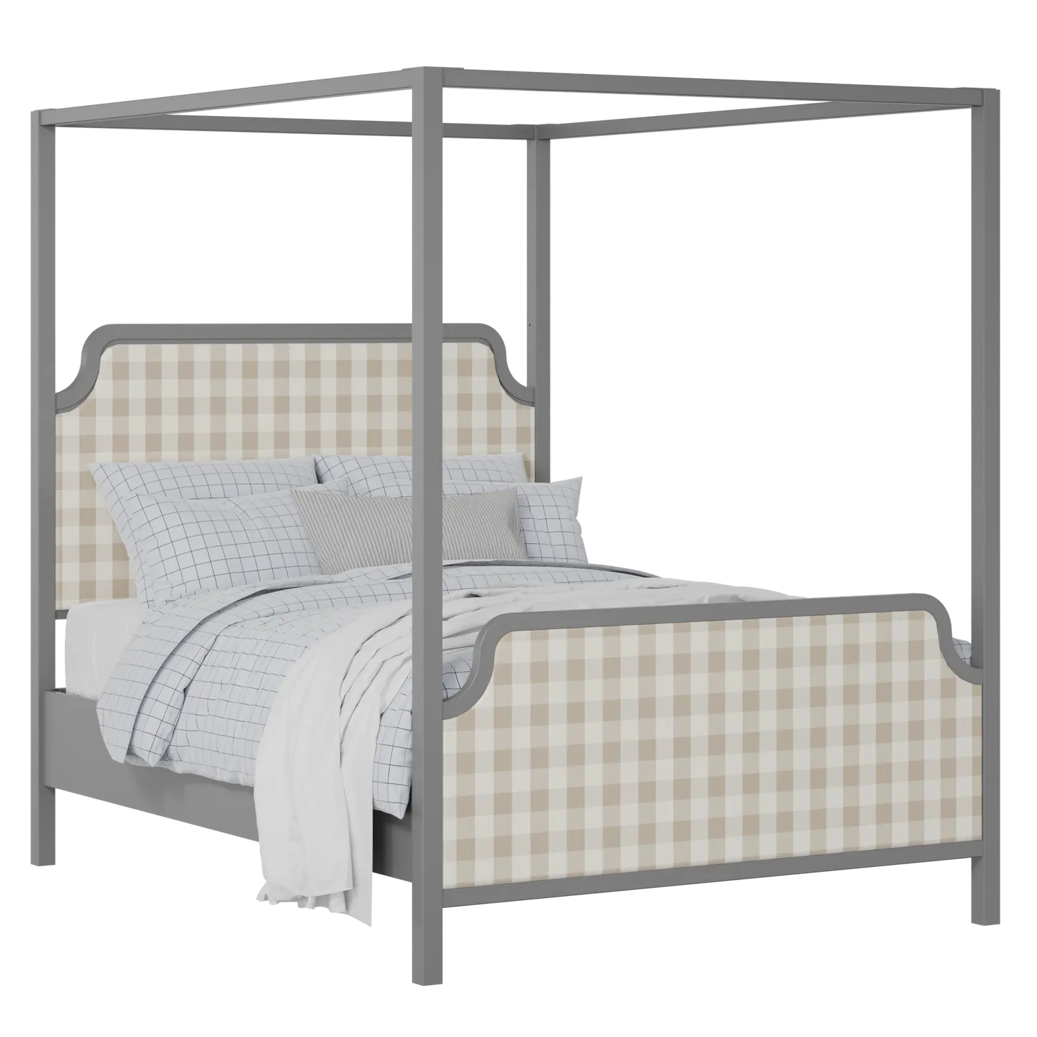 Tate Upholstered wood upholstered bed in grey with Romo Kemble Putty fabric