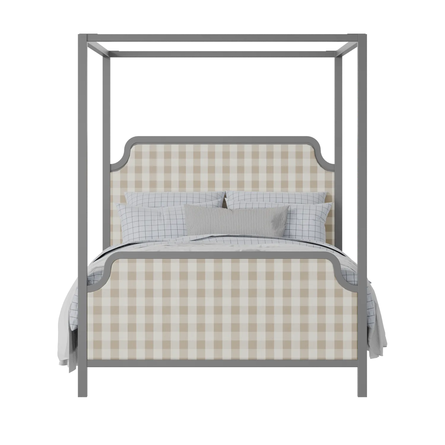 Tate Upholstered wood upholstered upholstered bed in grey with Romo Kemble Putty fabric