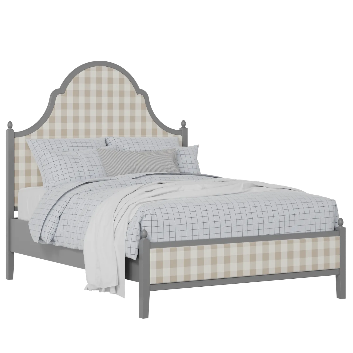 Tennyson Upholstered wood upholstered bed in grey with Romo Kemble Putty fabric