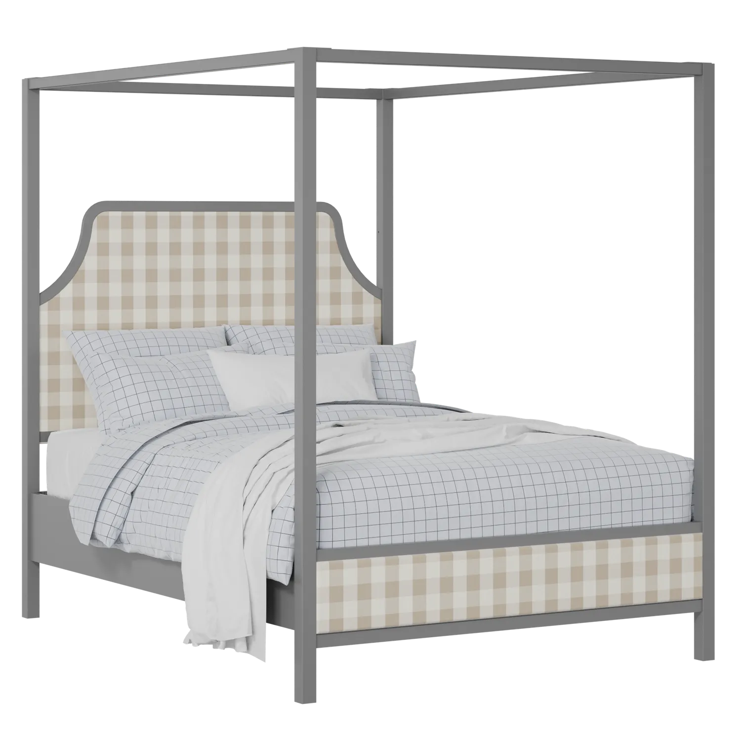 Tynan Upholstered wood upholstered bed in grey with Romo Kemble Putty fabric