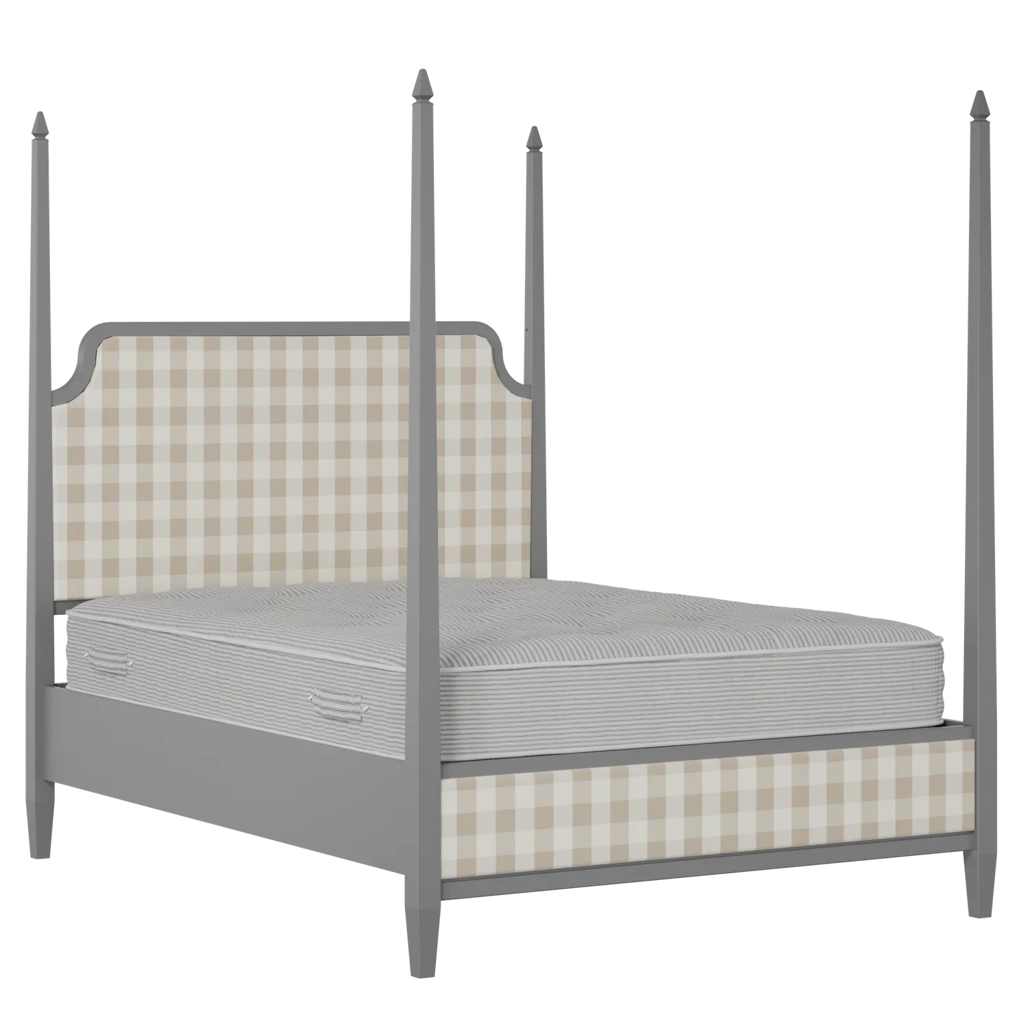 Wilde Slim Upholstered wood upholstered bed in grey with Romo Kemble Putty fabric
