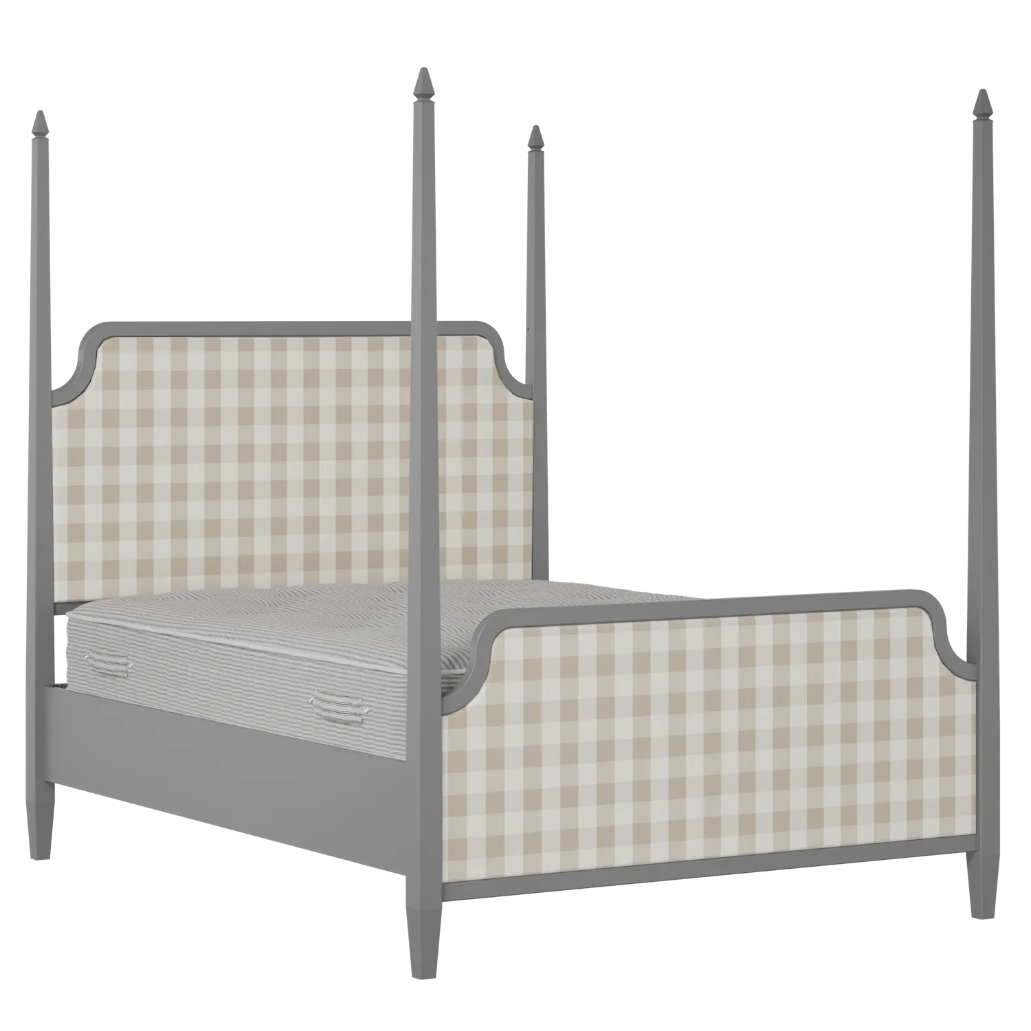 Wilde Upholstered wood upholstered bed in grey with Romo Kemble Putty fabric