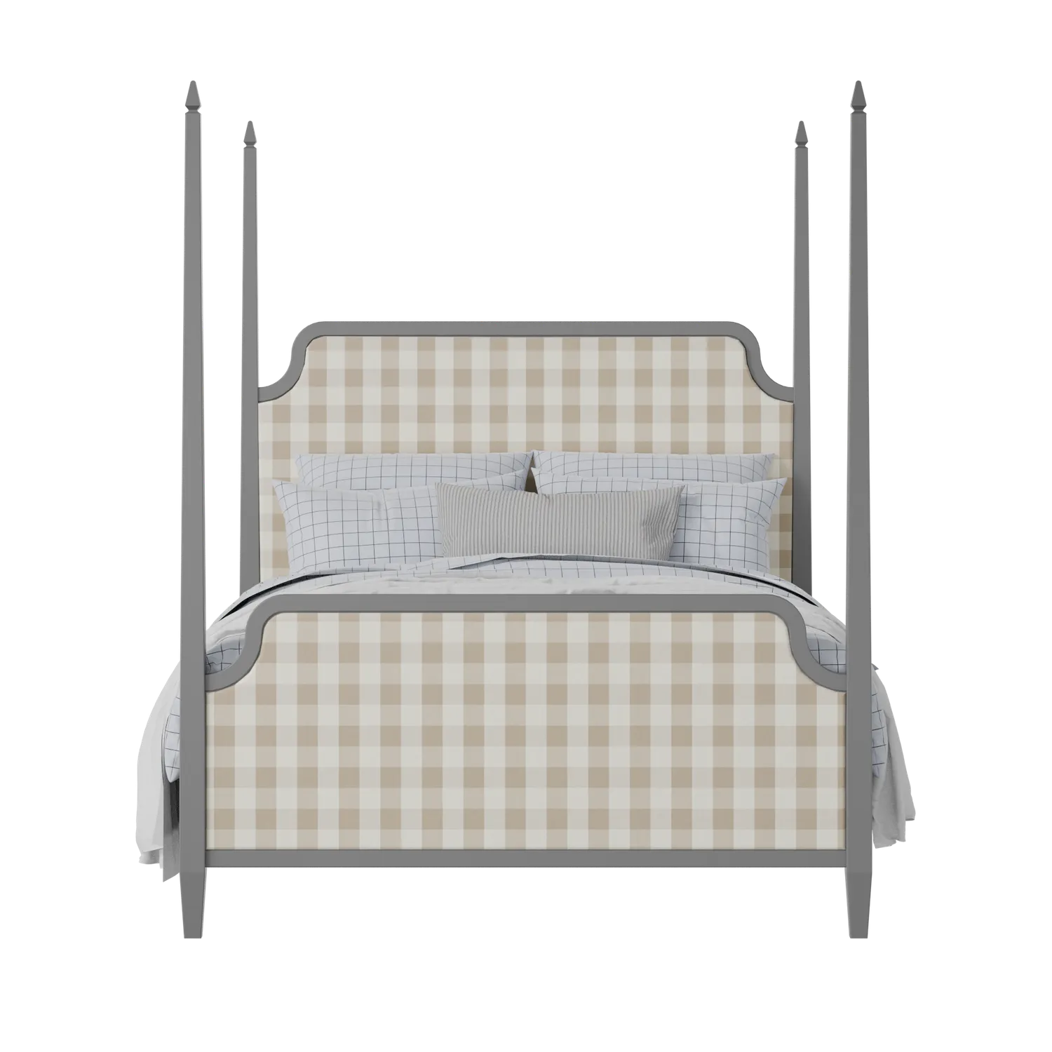 Wilde Upholstered wood upholstered upholstered bed in grey with Romo Kemble Putty fabric