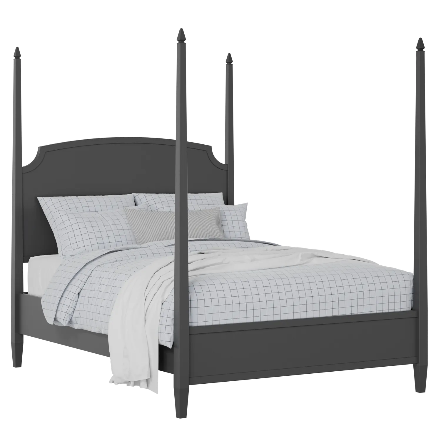 Austin Slim painted wood bed in black with Juno mattress