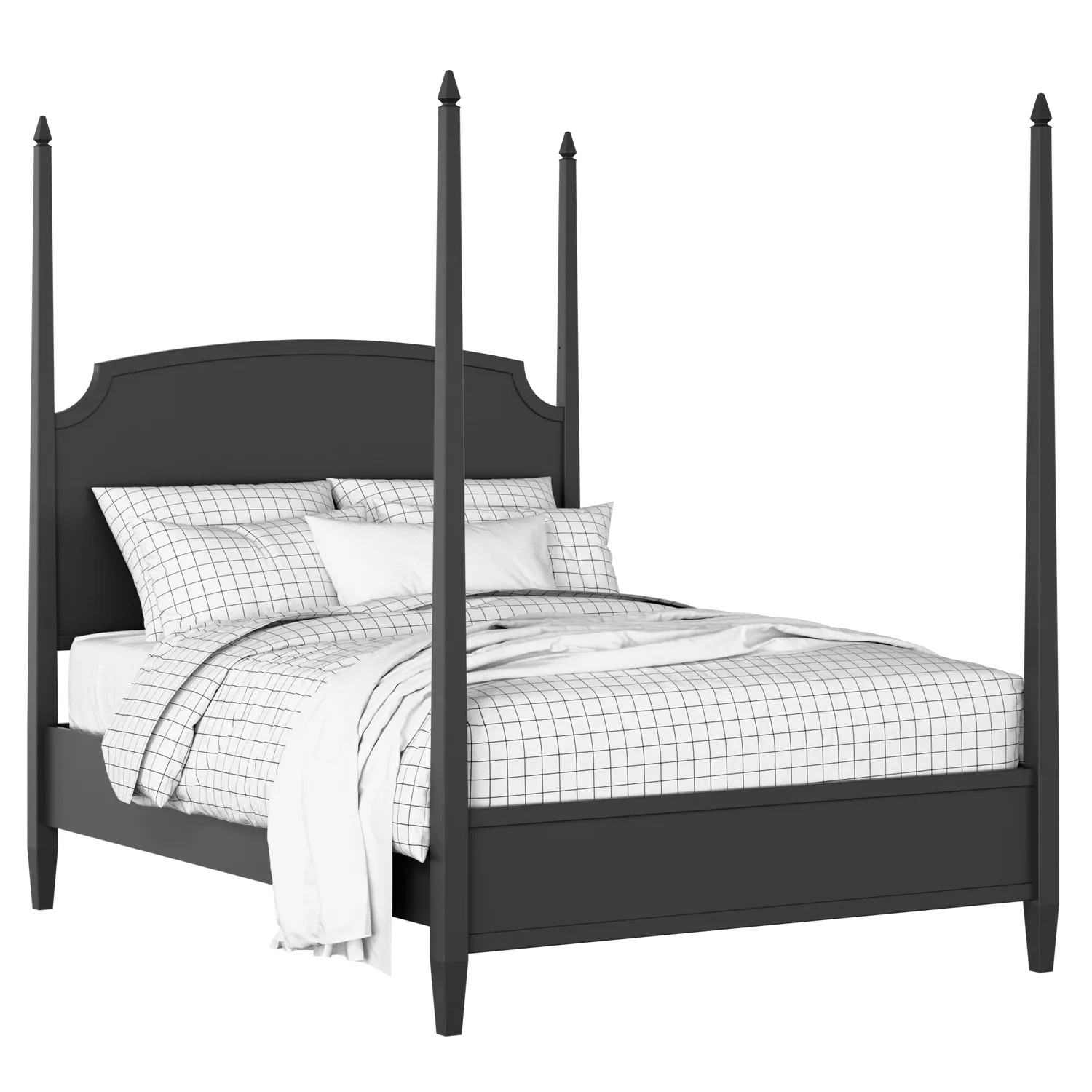 Austin Slim painted wood bed in black with Juno mattress