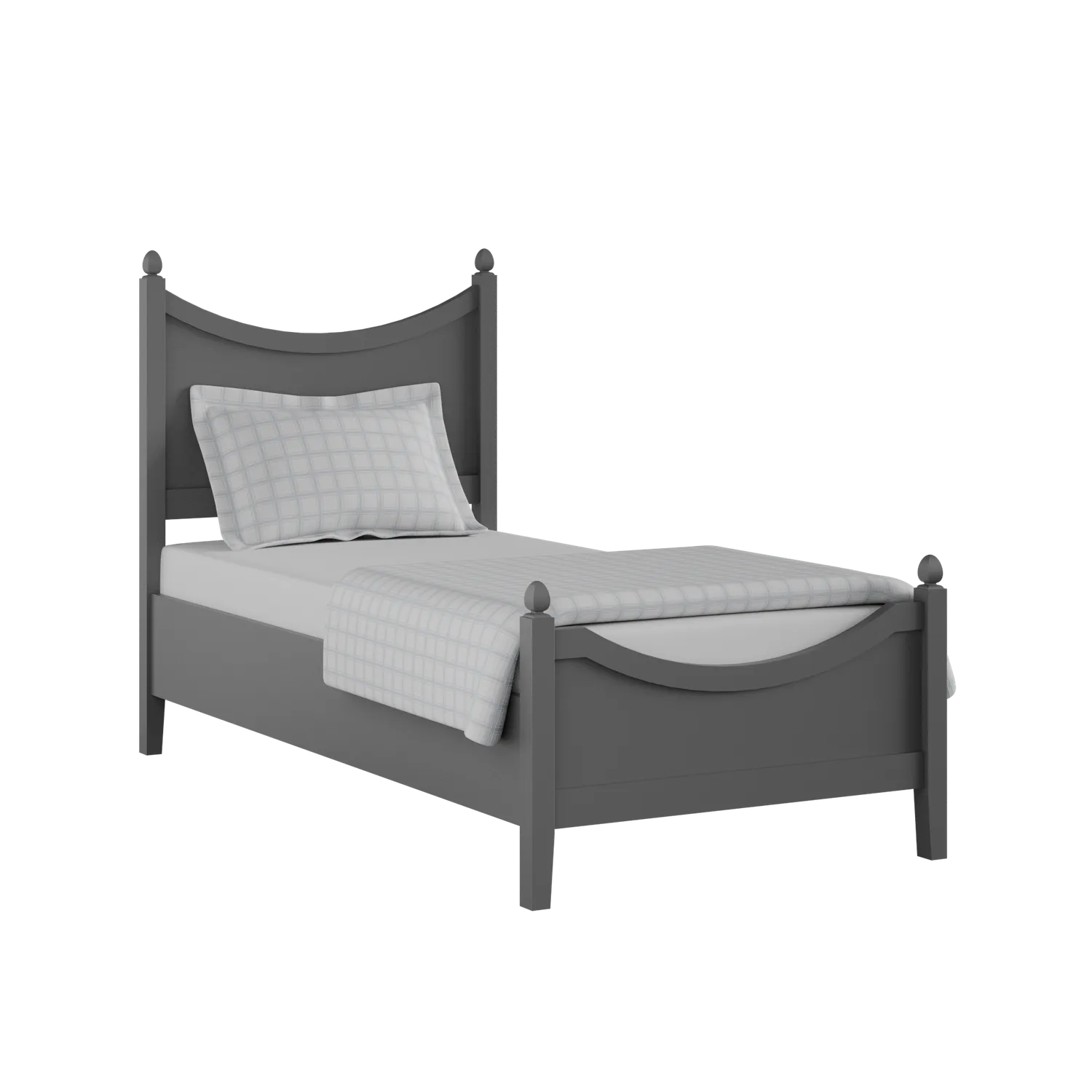 Blake Low Footend Painted single painted wood bed in grey with Juno mattress