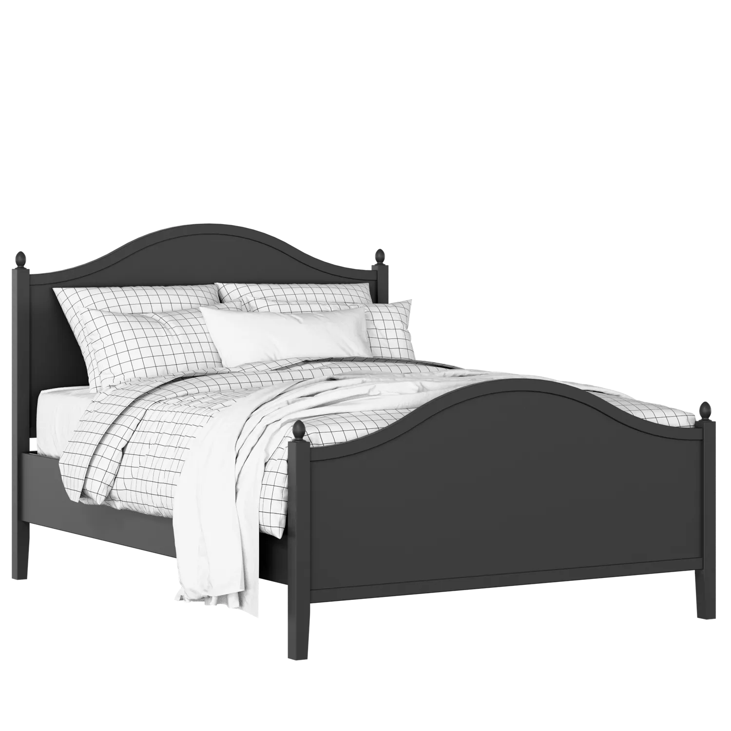 Brady painted wood bed in black with Juno mattress