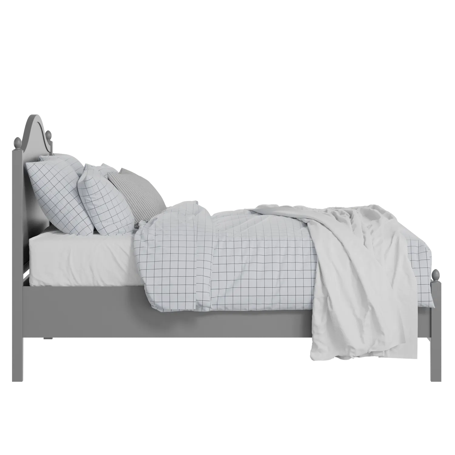 Brady Slim painted wood bed in grey with Juno mattress