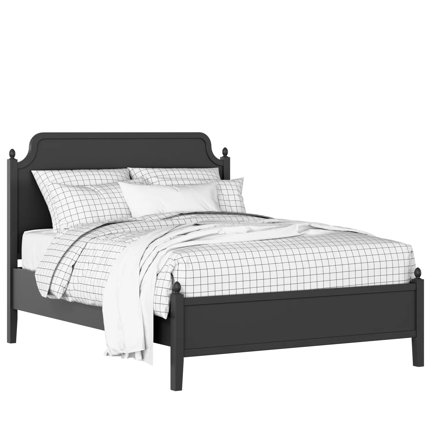 Bronte Slim painted wood bed in black with Juno mattress