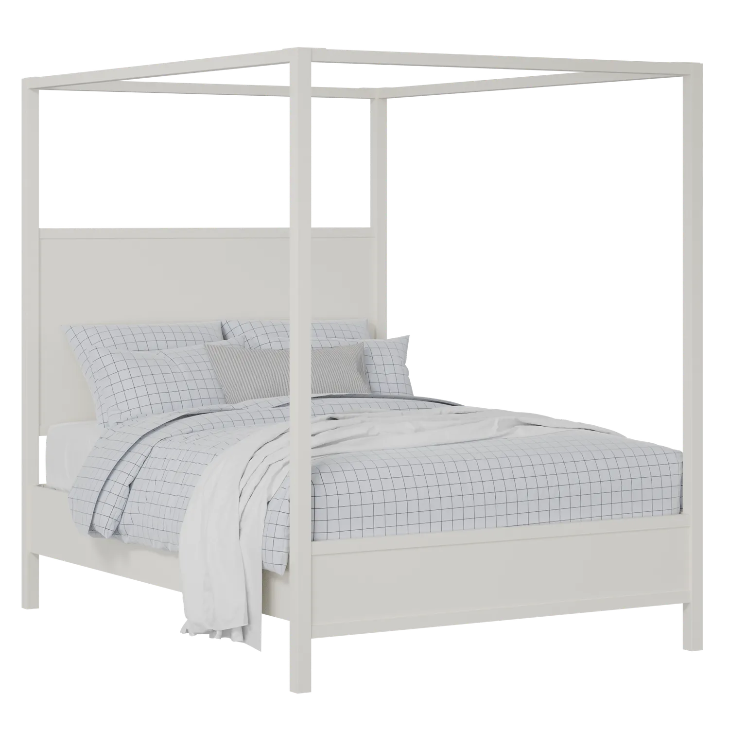 Byron Slim painted wood bed in white with Juno mattress