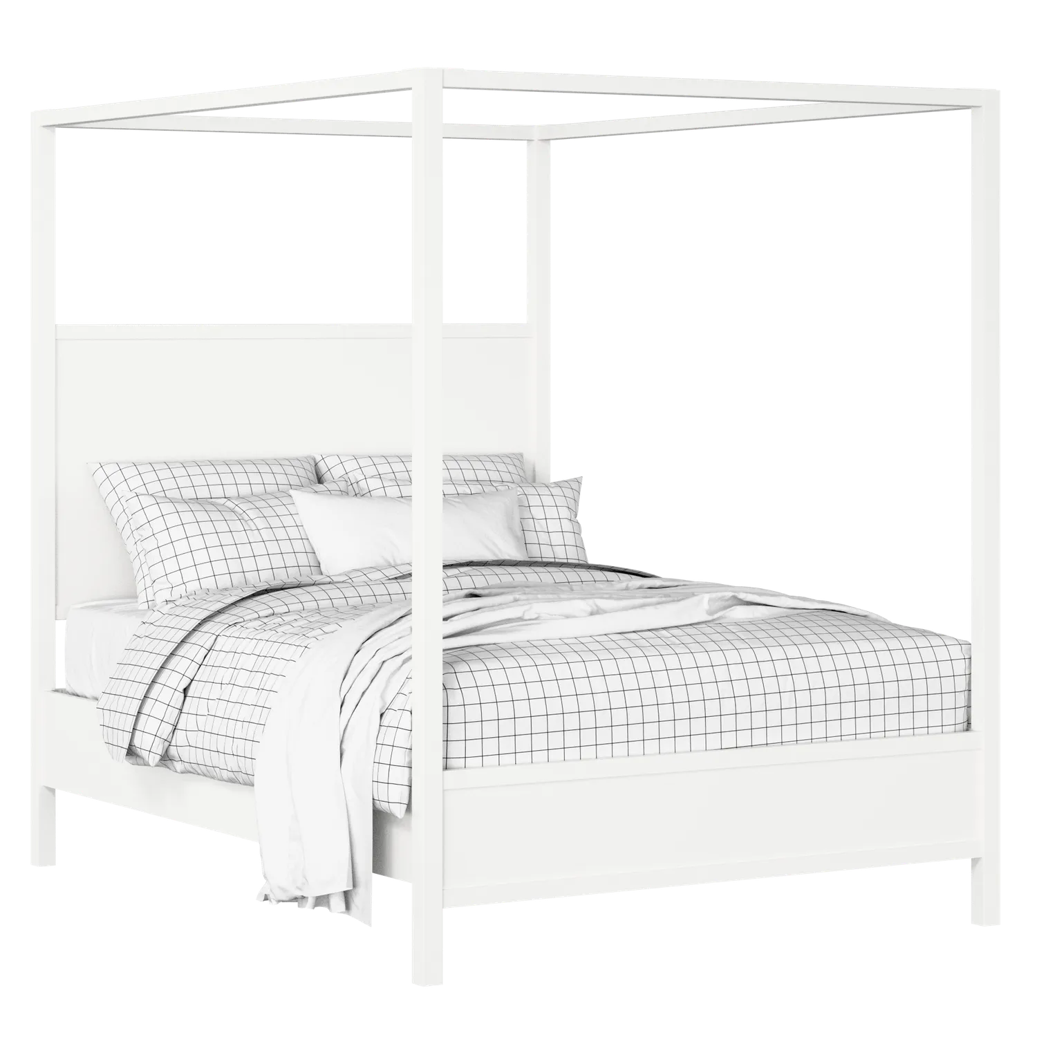 Byron Slim cama de madera pintada en blanco con colchón