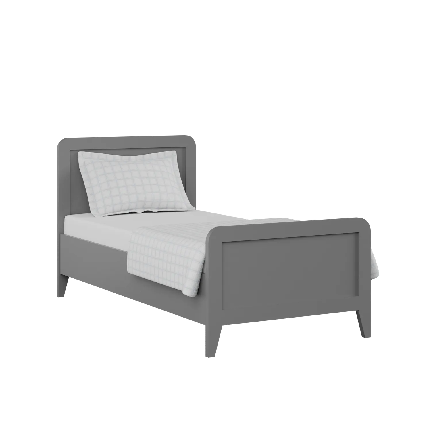Keats Painted single painted wood bed in grey with Juno mattress