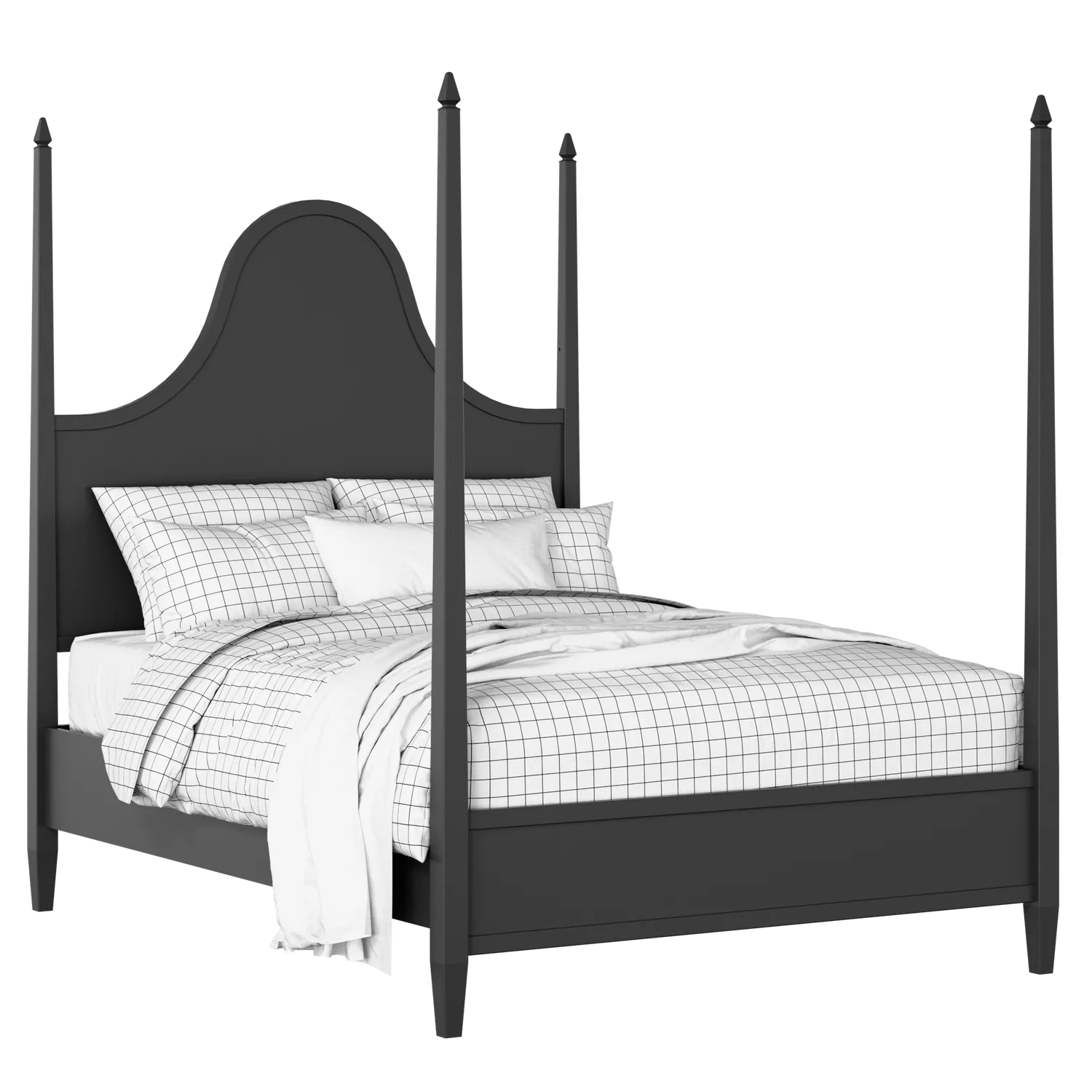 Kelly painted wood bed in black with Juno mattress