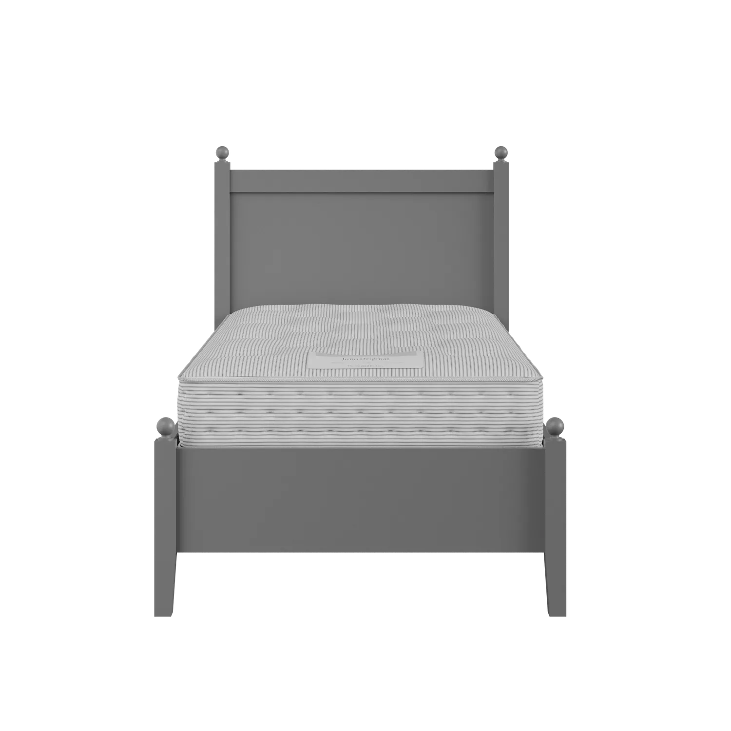 Marbella Low Footend Painted single painted wood bed in grey with Juno mattress