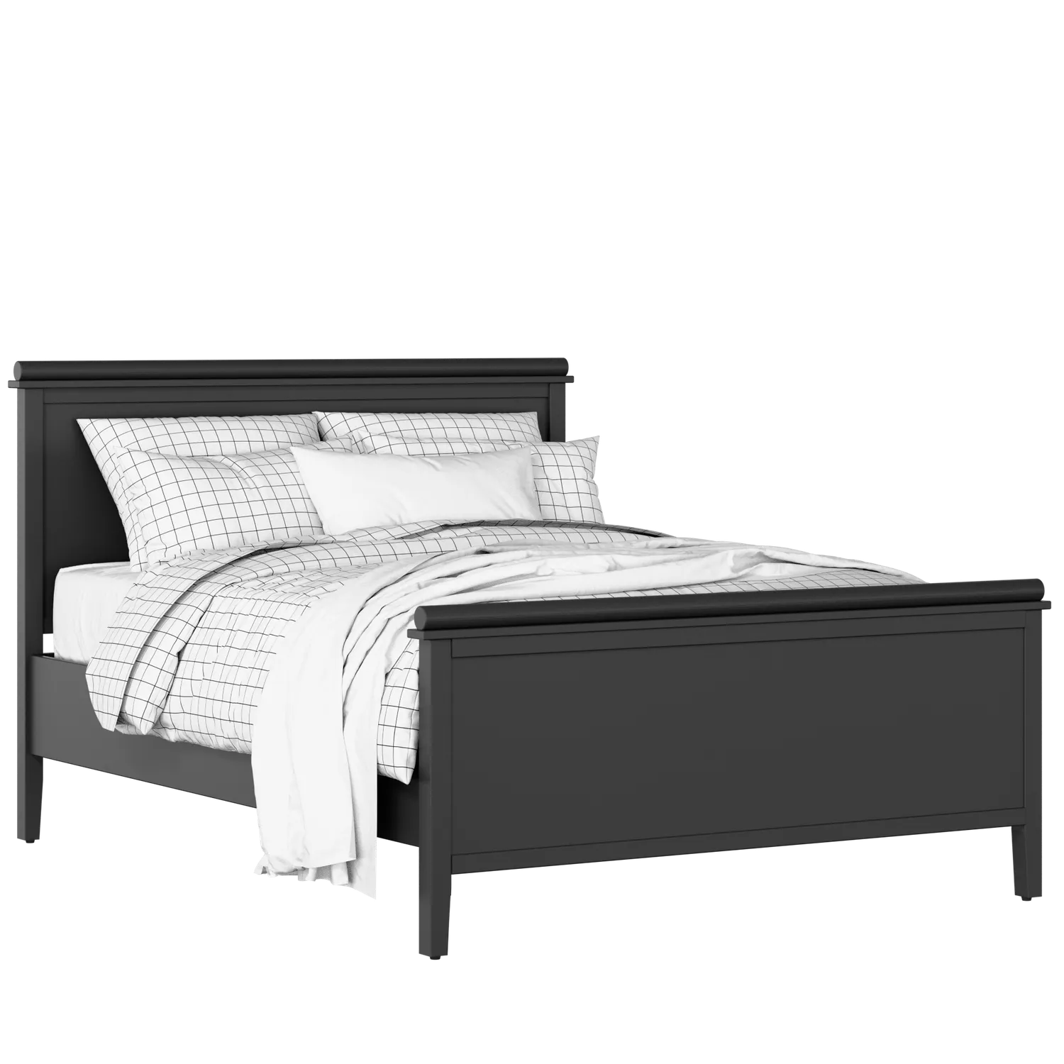 Nocturne painted wood bed in black with Juno mattress