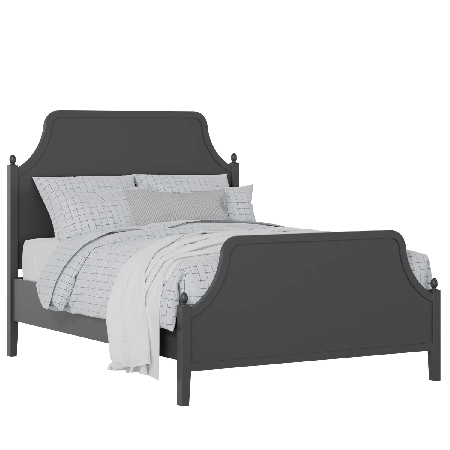 Ruskin painted wood bed in black with Juno mattress