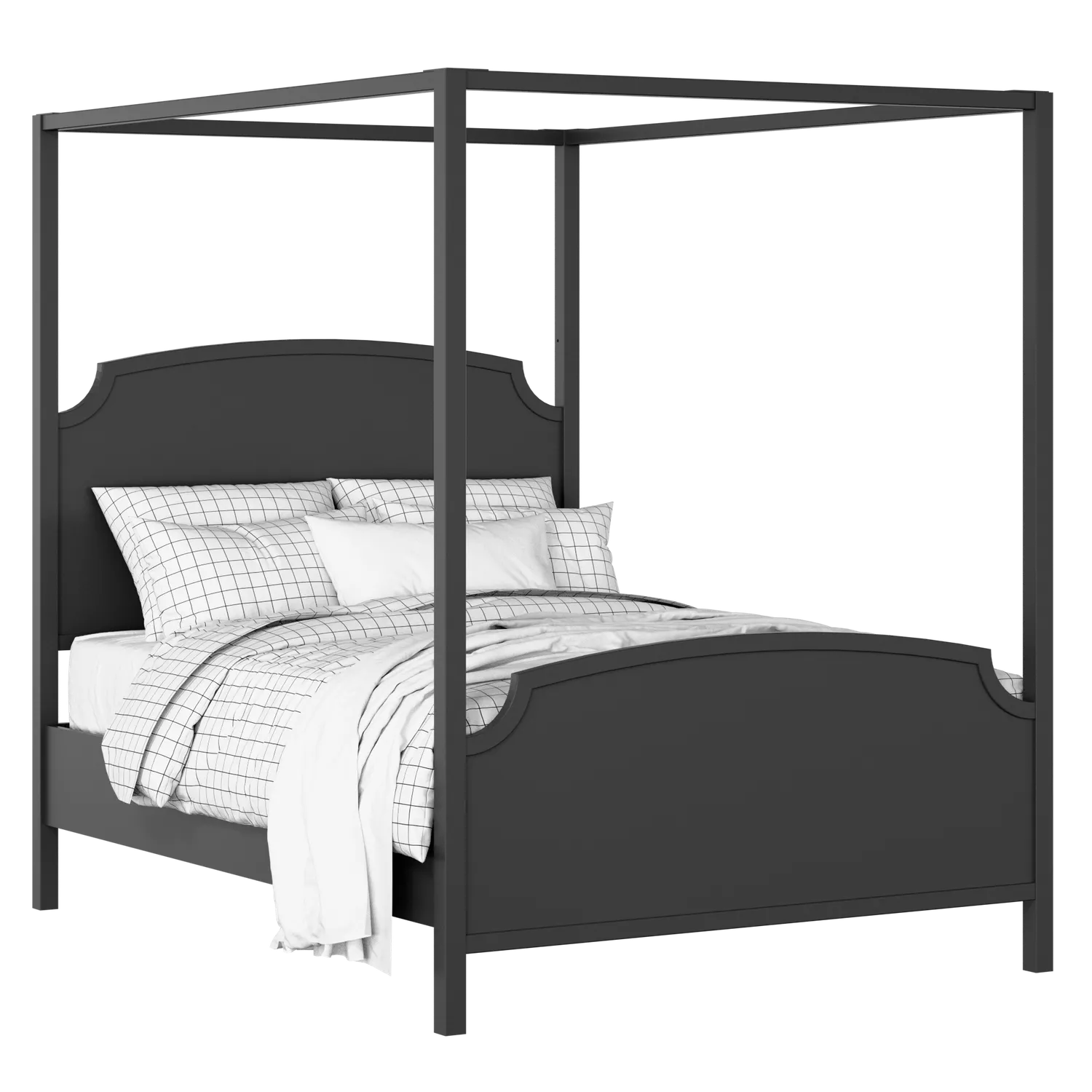 Shelley painted wood bed in black with Juno mattress