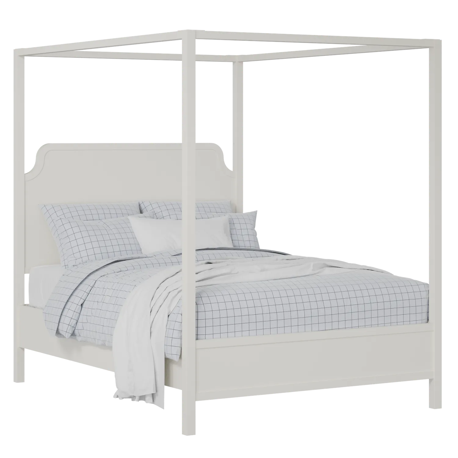 Tate Slim painted wood bed in white with Juno mattress
