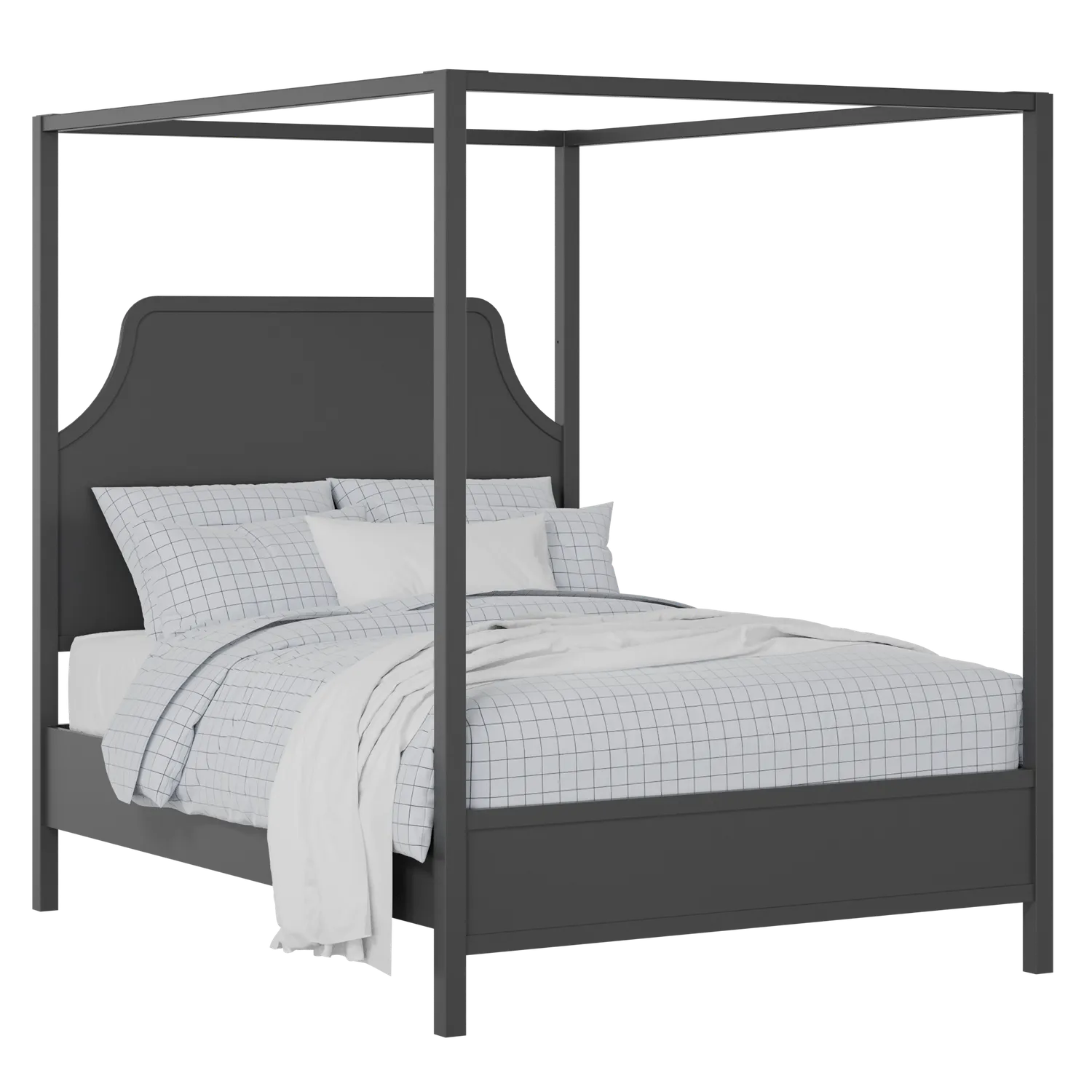 Tynan painted wood bed in black with Juno mattress