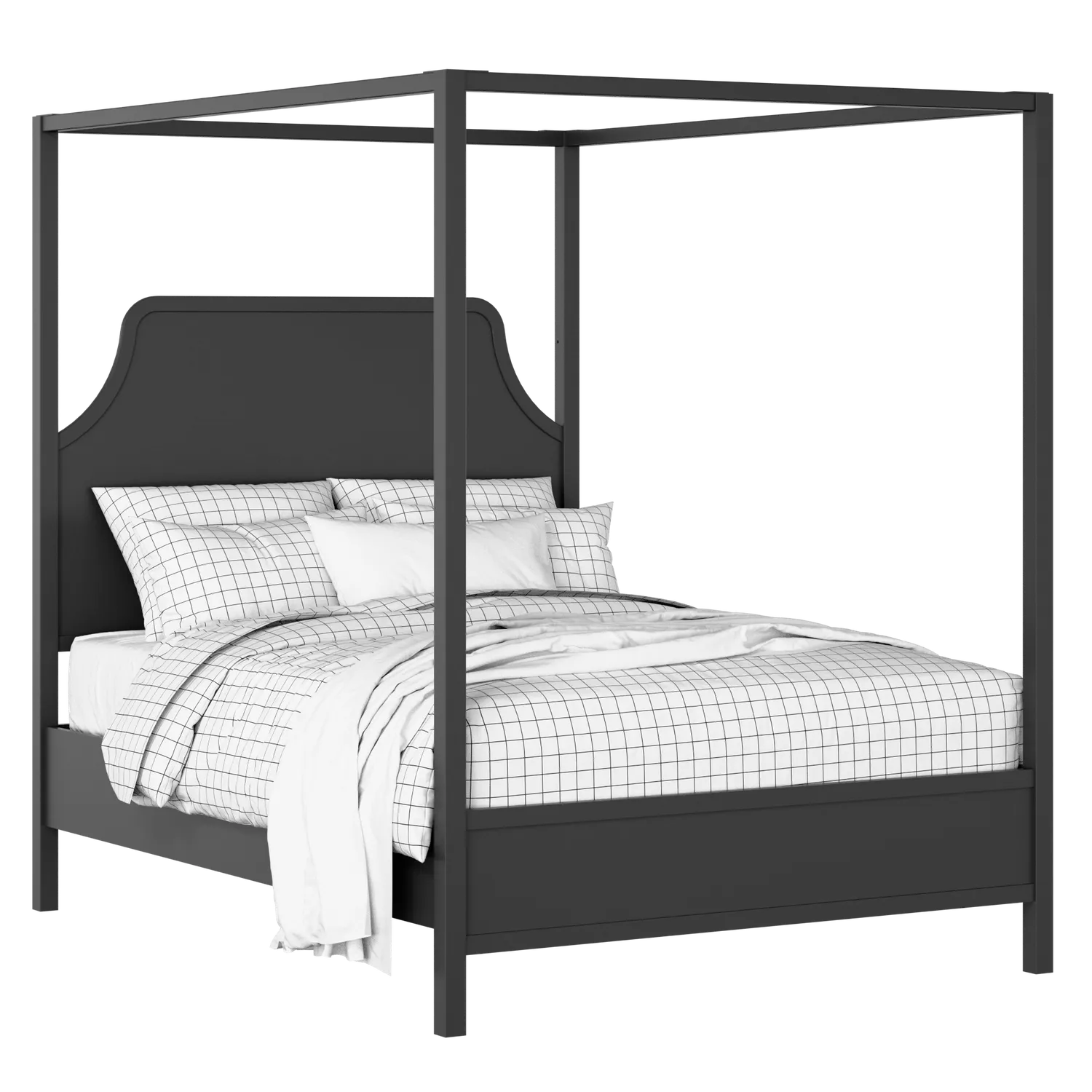 Tynan painted wood bed in black with Juno mattress