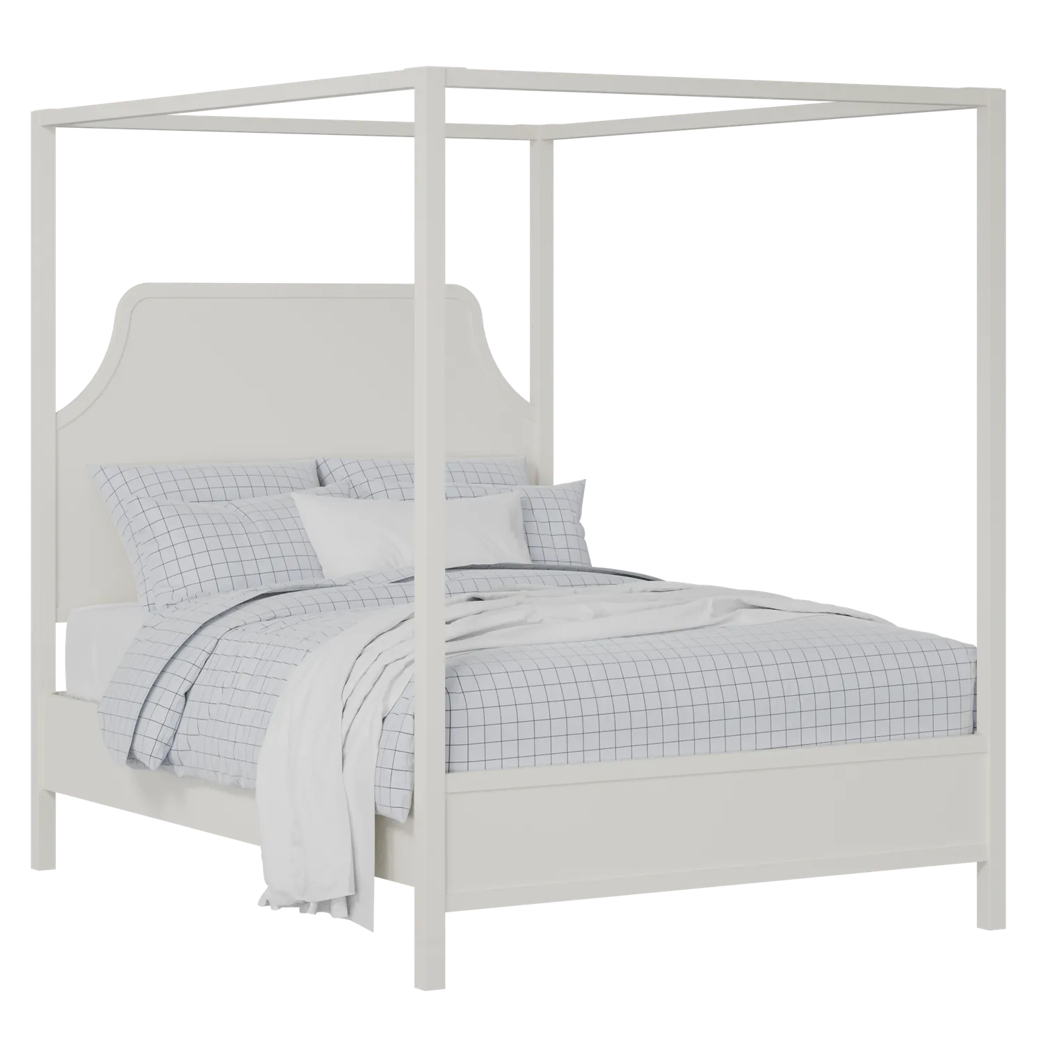 Tynan cama de madera pintada en blanco con colchón
