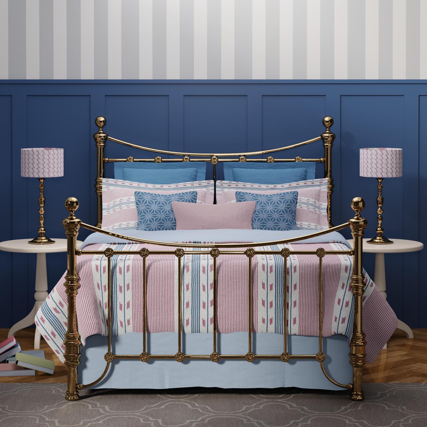 Arran brass bed - Image royal blue