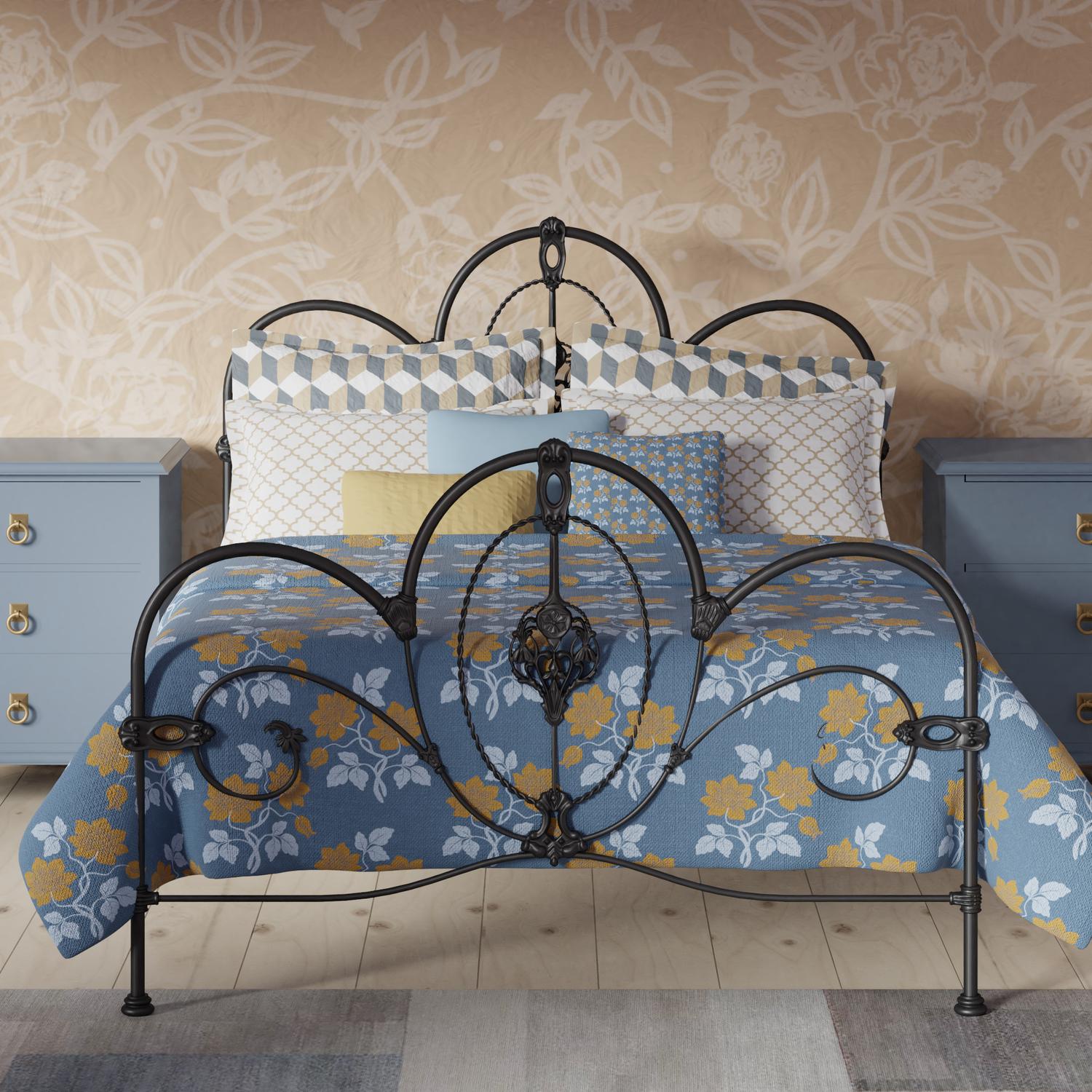 Ballina iron bed frame - Blue and orange bedroom