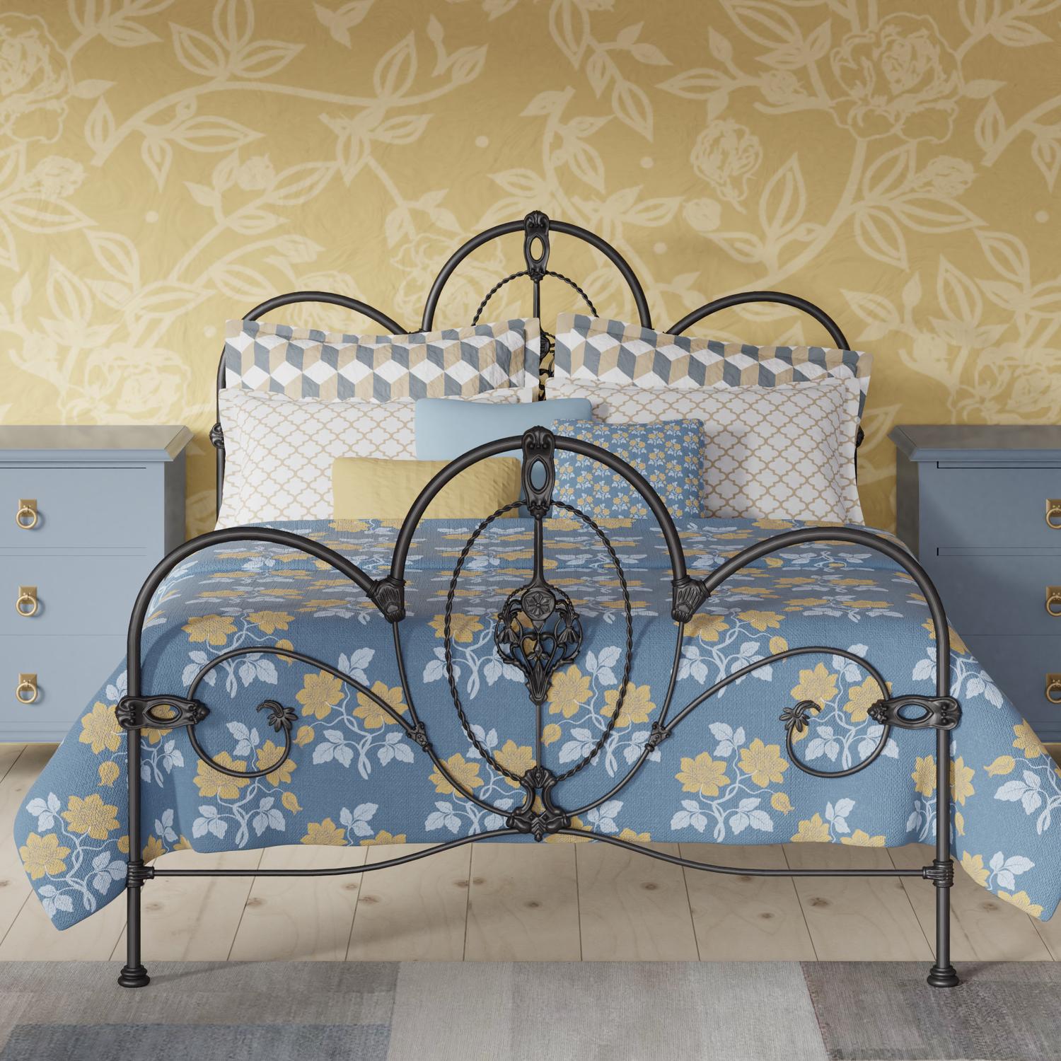 Ballina iron bed frame - Blue and yellow bedroom