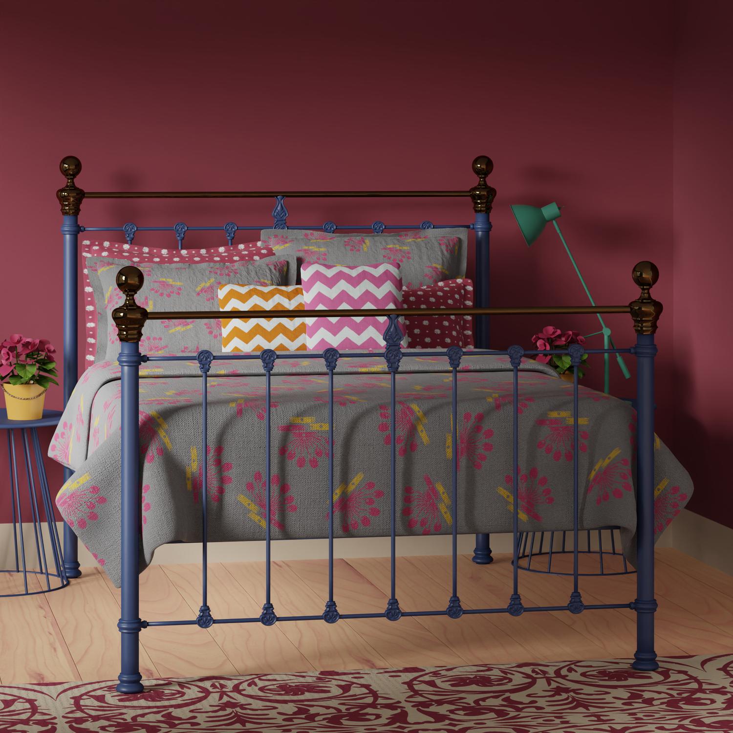 Hamilton low footend iron bed - Image blue and pink
