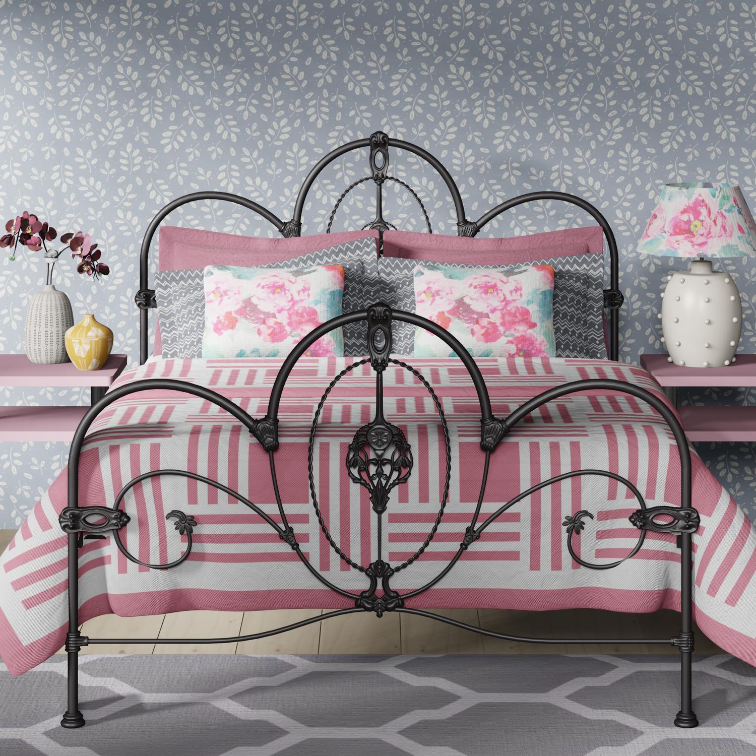 Ballina iron bed frame - Blue and pink bedroom