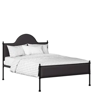 Albert Slim iron/metal upholstered bed in black with iron fabric - Thumbnail