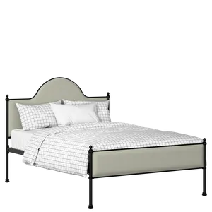 Albert Slim iron/metal upholstered bed in black with mineral fabric - Thumbnail