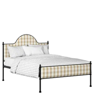 Albert Slim iron/metal upholstered bed in black with Romo Kemble Putty fabric - Thumbnail