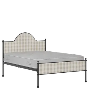 Albert Slim iron/metal upholstered bed in black with Romo Kemble Putty fabric - Thumbnail