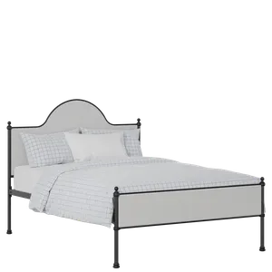 Albert Slim iron/metal upholstered bed in black with silver fabric - Thumbnail
