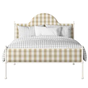 Albert Slim iron/metal upholstered bed in ivory with grey fabric - Thumbnail