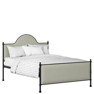 Albert iron/metal upholstered bed in black with mineral fabric - Thumbnail