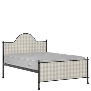Albert iron/metal upholstered bed in black with Romo Kemble Putty fabric - Thumbnail