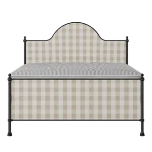 Albert iron/metal upholstered bed in black with Romo Kemble Putty fabric - Thumbnail