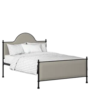 Albert iron/metal upholstered bed in black with silver fabric - Thumbnail