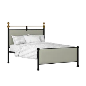 Bastille iron/metal upholstered bed in black with mineral fabric - Thumbnail