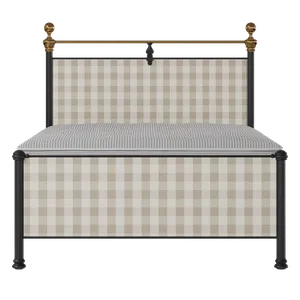 Bastille iron/metal upholstered bed in black with Romo Kemble Putty fabric - Thumbnail