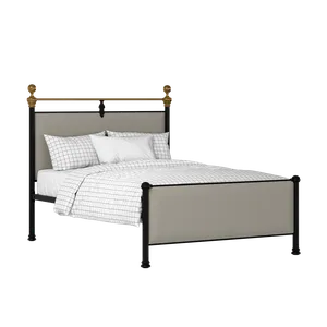 Bastille iron/metal upholstered bed in black with silver fabric - Thumbnail