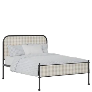 Bray Slim iron/metal upholstered bed in black with Romo Kemble Putty fabric - Thumbnail
