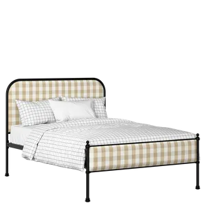 Bray Slim iron/metal upholstered bed in black with Romo Kemble Putty fabric - Thumbnail