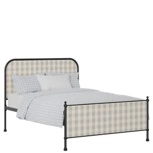 Bray iron/metal upholstered bed in black with Romo Kemble Putty fabric - Thumbnail
