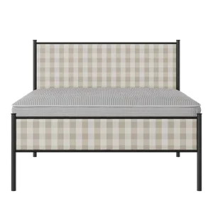 Brest Slim iron/metal upholstered bed in black with Romo Kemble Putty fabric - Thumbnail